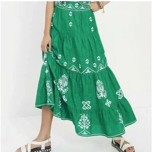 Anthropologie | Mitro Embroidered Maxi Skirt Size 14 NWT